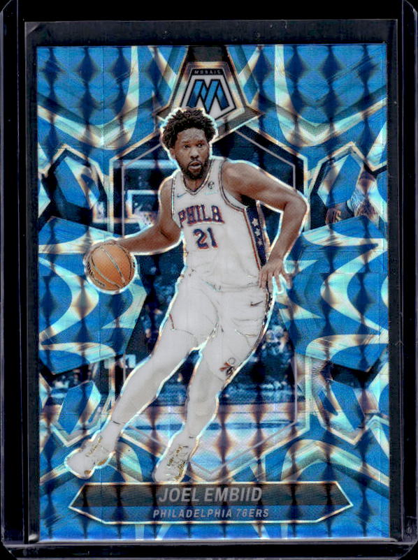 2023-24 Panini Mosaic #170 Joel Embiid Reactive Blue
