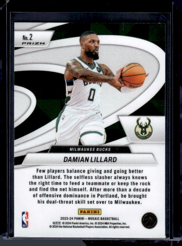 2023-24 Panini Mosaic #2 Damian Lillard Give and Go Mosaic Green