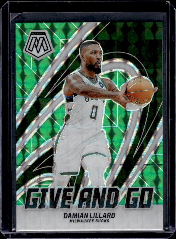 2023-24 Panini Mosaic #2 Damian Lillard Give and Go Mosaic Green