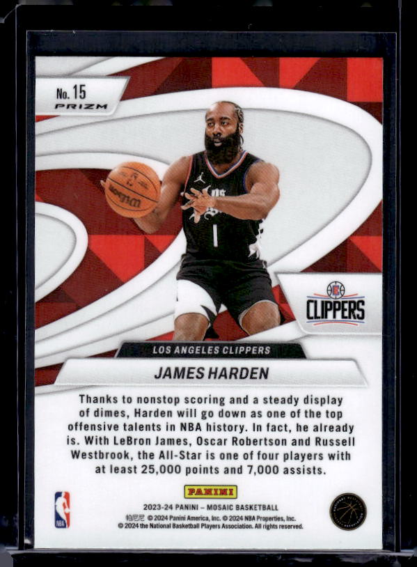 2023-24 Panini Mosaic #15 James Harden Give and Go Mosaic Green