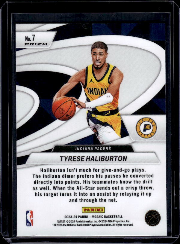 2023-24 Panini Mosaic #7 Tyrese Haliburton Give and Go Mosaic Green