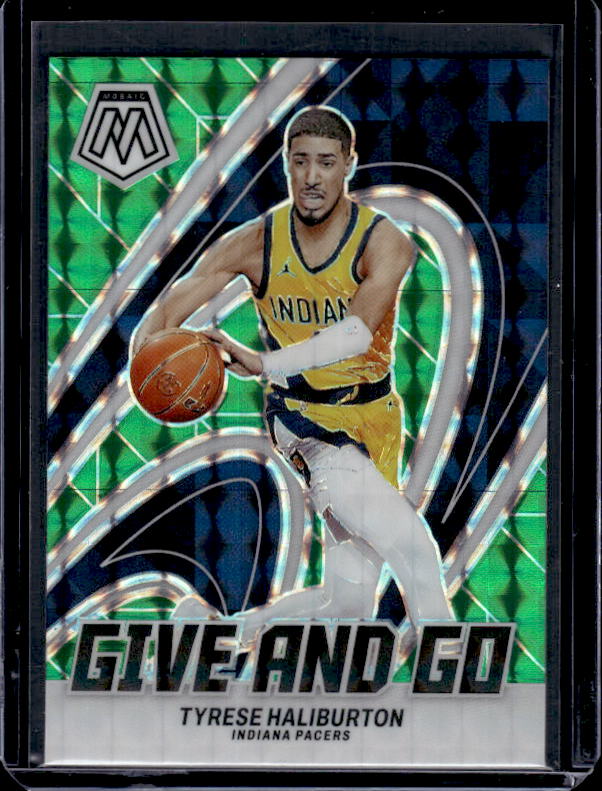 2023-24 Panini Mosaic #7 Tyrese Haliburton Give and Go Mosaic Green