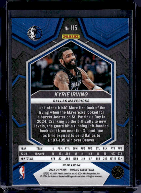 2023-24 Panini Mosaic #115 Kyrie Irving Reactive Yellow
