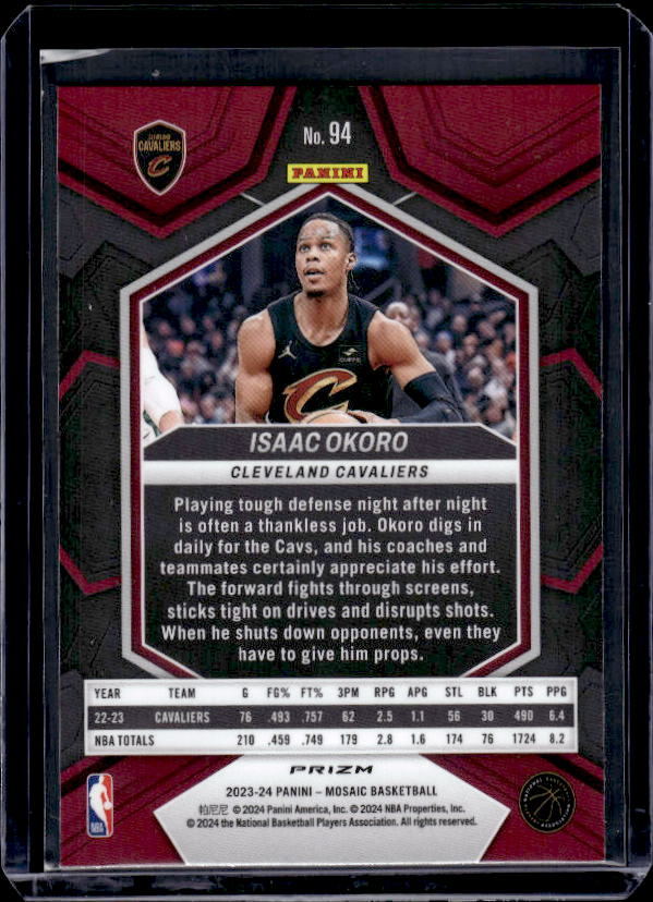 2023-24 Panini Mosaic #94 Isaac Okoro Reactive Yellow
