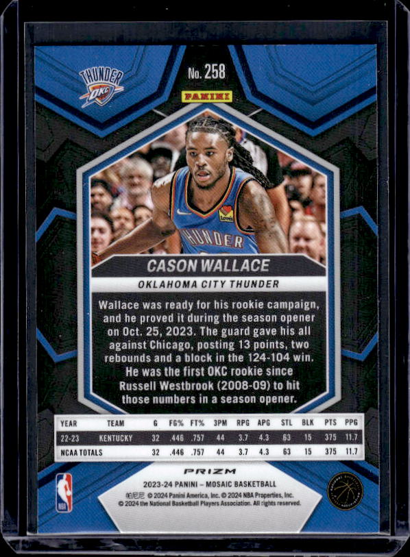 2023-24 Panini Mosaic #258 Cason Wallace Reactive Yellow