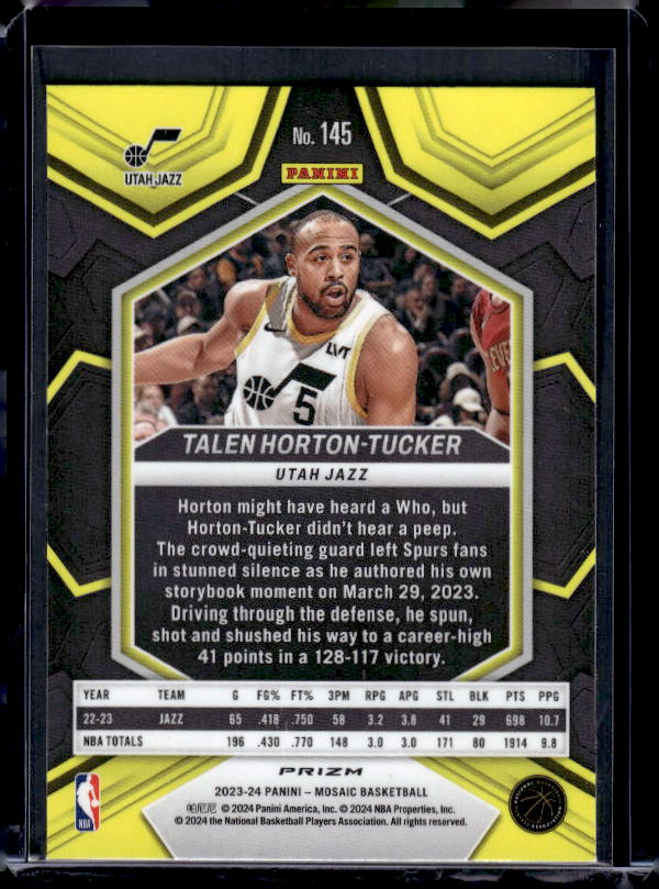 2023-24 Panini Mosaic #145 Talen Horton-Tucker Reactive Yellow