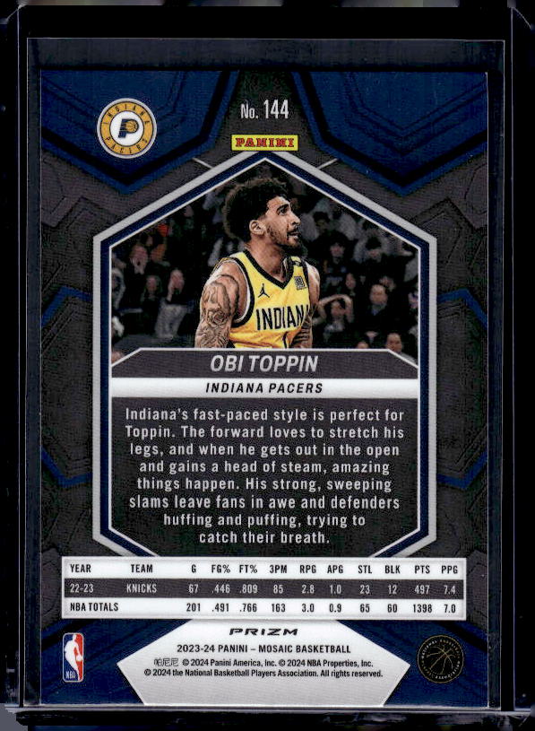 2023-24 Panini Mosaic #144 Obi Toppin Reactive Yellow