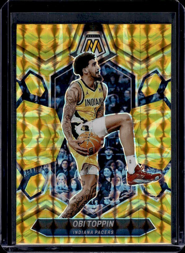 2023-24 Panini Mosaic #144 Obi Toppin Reactive Yellow