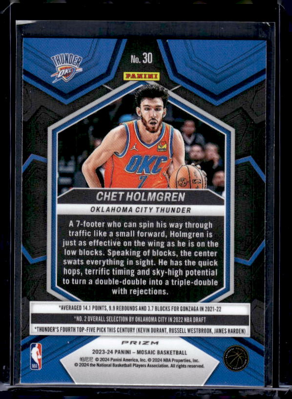 2023-24 Panini Mosaic #30 Chet Holmgren Reactive Yellow