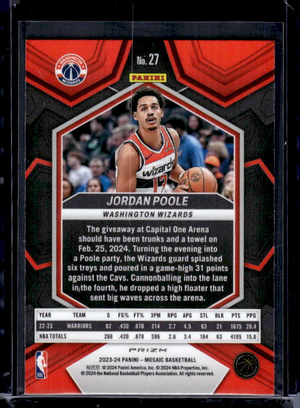 2023-24 Panini Mosaic #27 Jordan Poole Reactive Yellow