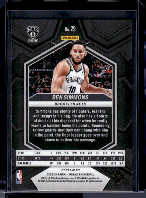 2023-24 Panini Mosaic #29 Ben Simmons Reactive Yellow