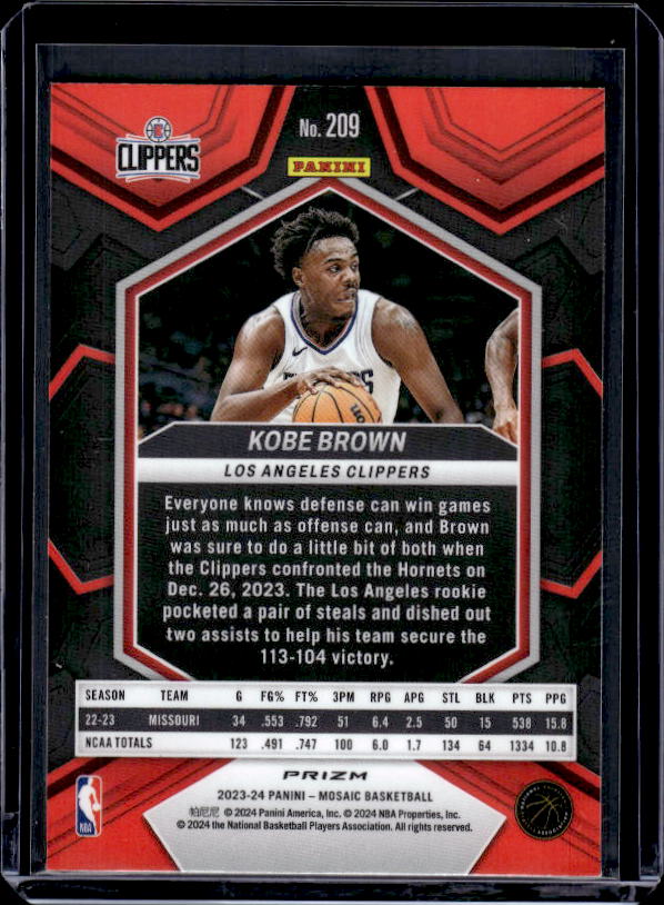 2023-24 Panini Mosaic #209 Kobe Brown Reactive Yellow