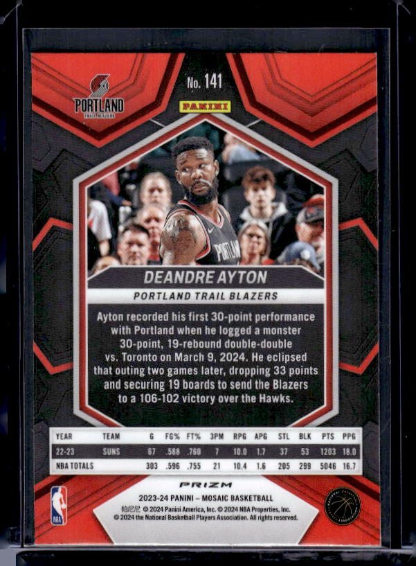 2023-24 Panini Mosaic #141 Deandre Ayton Reactive Yellow