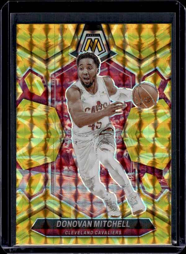 2023-24 Panini Mosaic #143 Donovan Mitchell Reactive Yellow