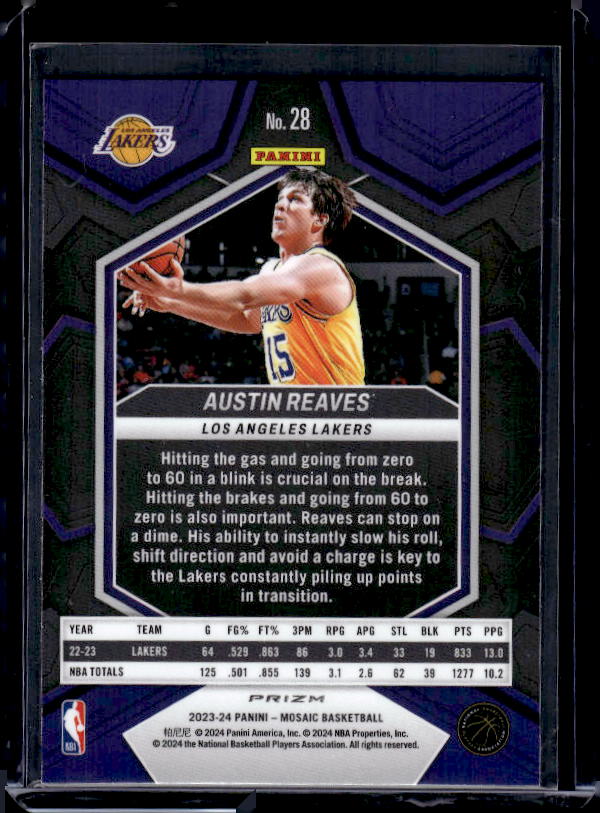 2023-24 Panini Mosaic #28 Austin Reaves Reactive Yellow