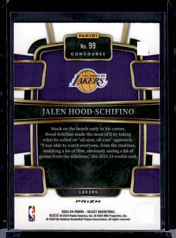 2023-24 Panini Select #99 Jalen Hood-Schifino Blue Prizm