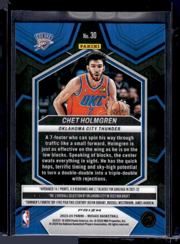 2023-24 Panini Mosaic #30 Chet Holmgren Silver