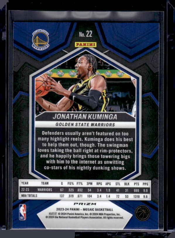2021-22 Panini Mosaic #205 Jonathan Kuminga Green