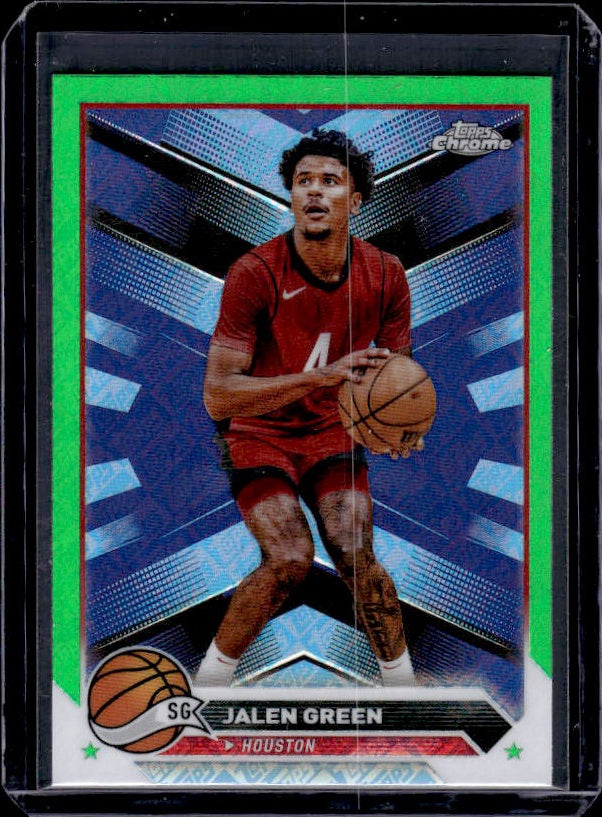 2023-24 Topps Chrome #37 Jalen Green Green Logo Refractors