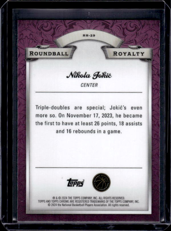 2023-24 Topps Chrome #RR-29 Nikola Jokic Roundball Royalty