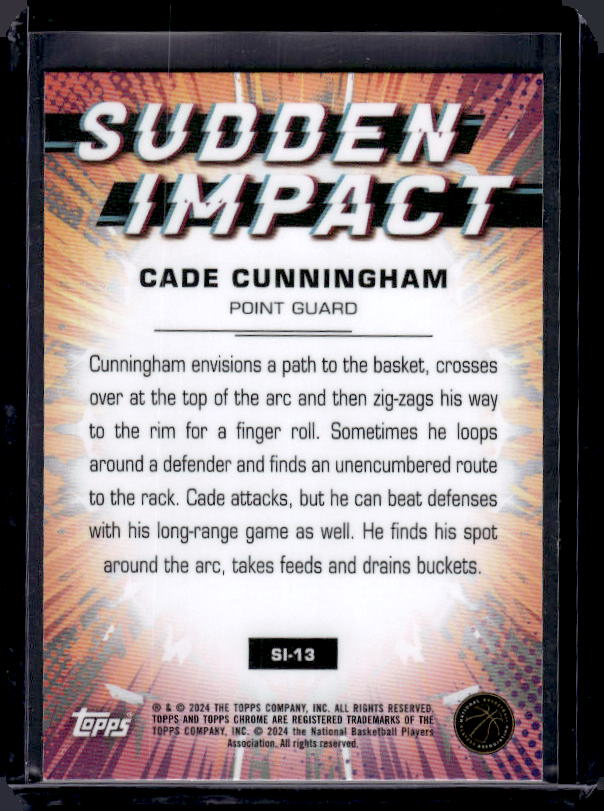2023-24 Topps Chrome #SI-13 Cade Cunningham Sudden Impact Refractor Pink