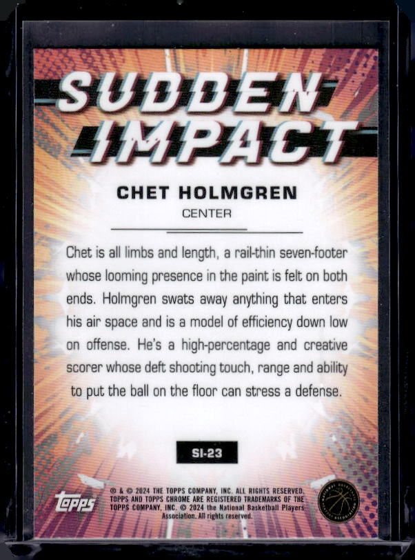 2023-24 Topps Chrome #SI-23 Chet Holmgren Sudden Impact