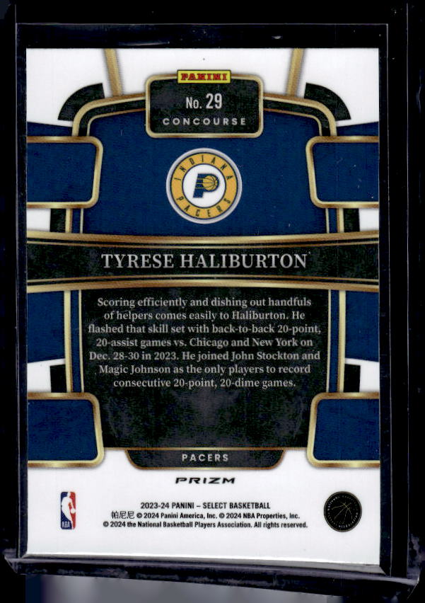 2023-24 Panini Select #29 Tyrese Haliburton Blue Prizms