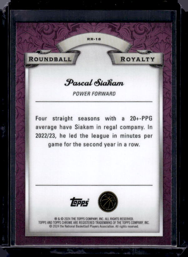 2023-24 Topps Chrome #RR-18 Pascal Siakam Roundball Royalty