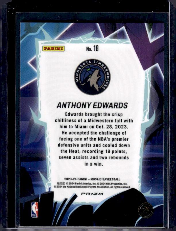 2023-24 Panini Mosaic #18 Anthony Edwards Storm Chasers