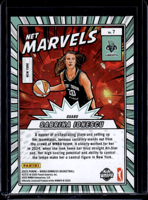 2025 Donruss WNBA #7 Sabrina Ionescu Net Marvels