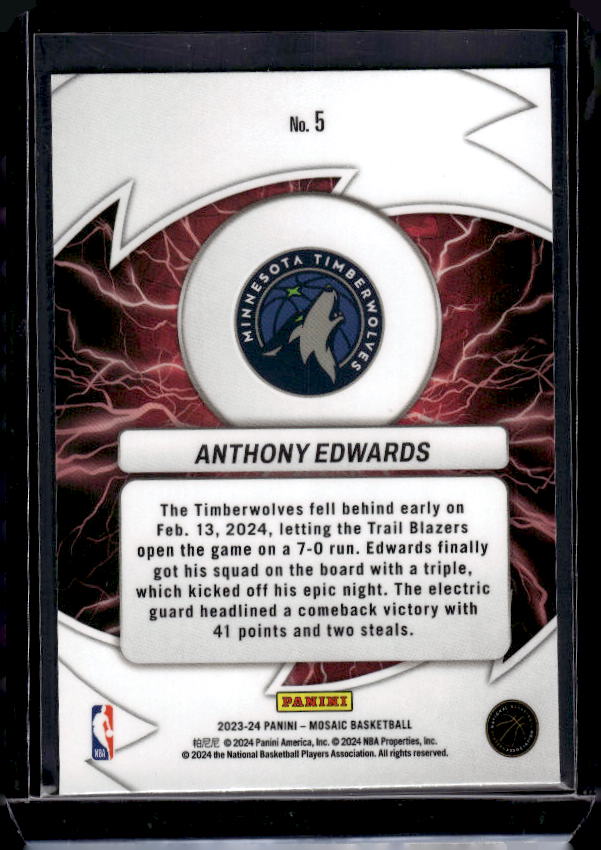 2023-24 Panini Mosaic #5 Anthony Edwards Thunder Road