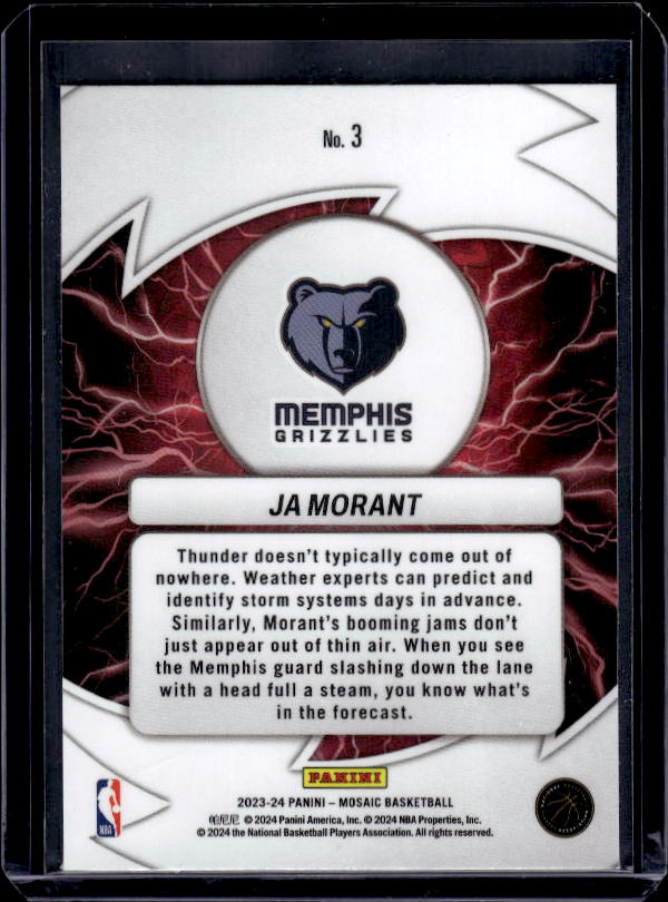 2023-24 Panini Mosaic #3 Ja Morant Thunder Road