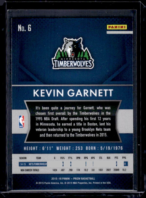 2015-16 Panini Prizm #6 Kevin Garnett