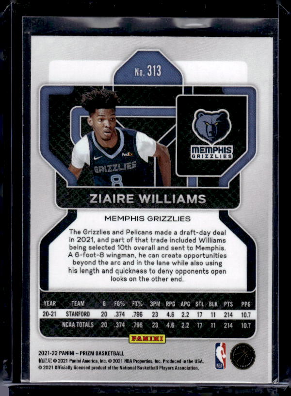 2021-22 Panini Prizm #313 Ziaire Williams