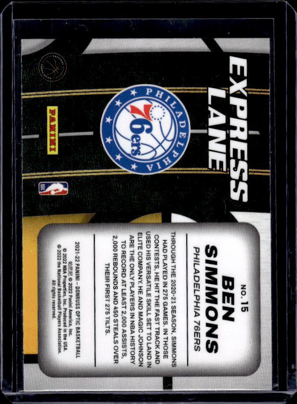 2021-22 Donruss Optic #15 Ben Simmons Express Lane