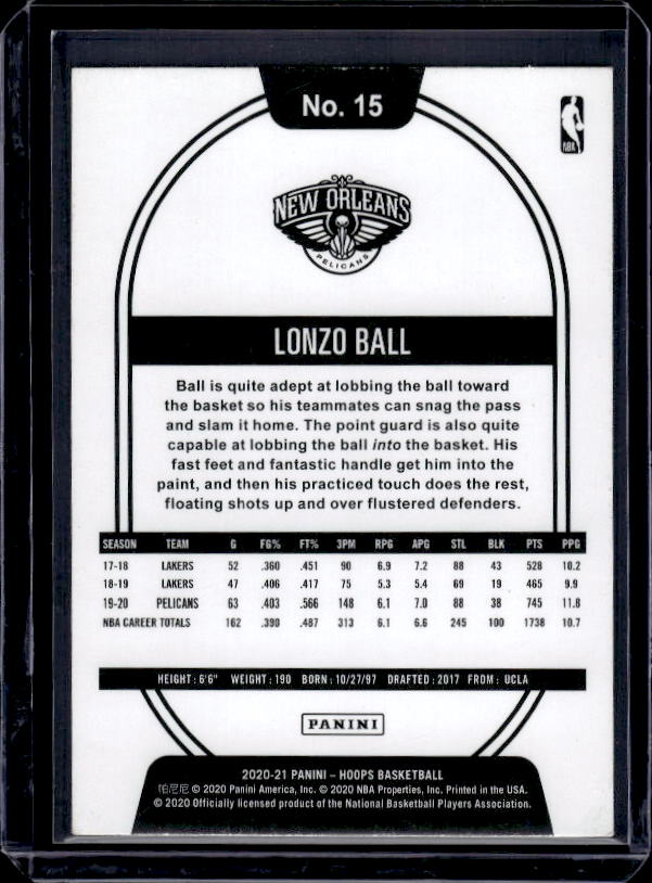 2020-21 Hoops #15 Lonzo Ball