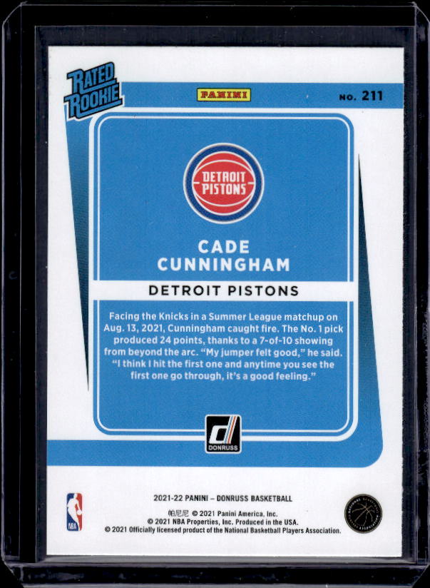 2021-22 Donruss #211 Cade Cunningham
