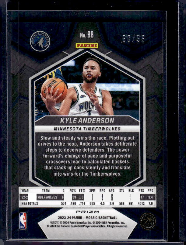 2023-24 Panini Mosaic #88 Kyle Anderson Purple #/99