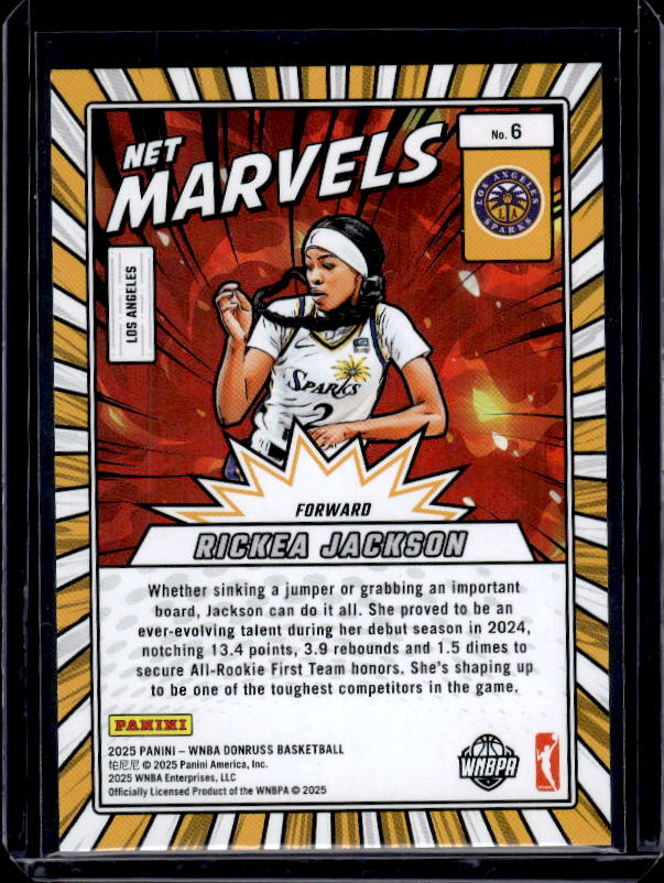 2025 Donruss WNBA #6 Rickea Jackson Net Marvels Orange Laser #/399