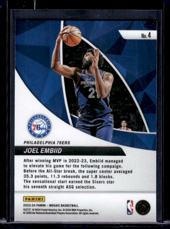 2023-24 Panini Mosaic #4 Joel Embiid Elevate Mosaic