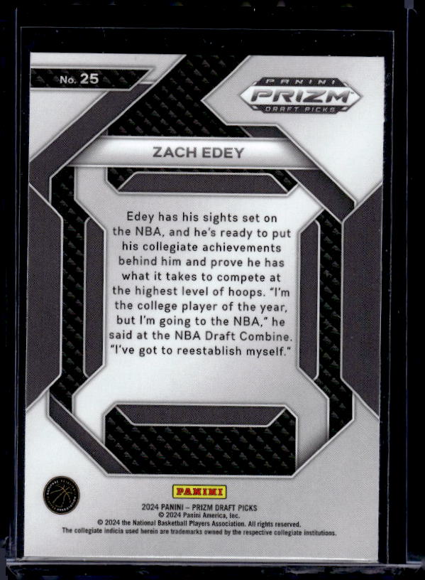 2024 Panini Prizm Draft Picks #25 Zach Edey New Recruits