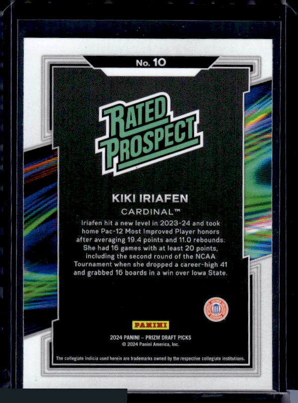 2024 Panini Prizm Draft Picks #10 Kiki Iriafen Rated Prospect