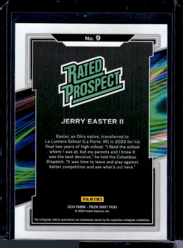 2024 Panini Prizm Draft Picks #9 Jerry Easter II Rated Prospect