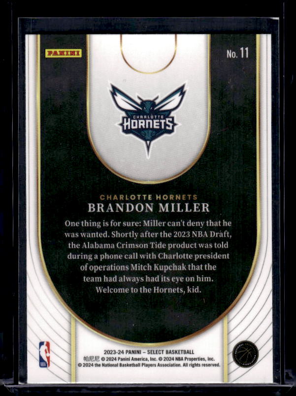 2023-24 Panini Select #11 Brandon Miller Neon Icon