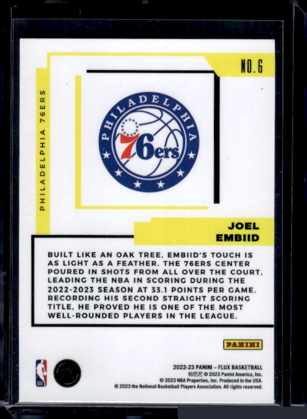 2022-23 Panini Flux #6 Joel Embiid D Lux