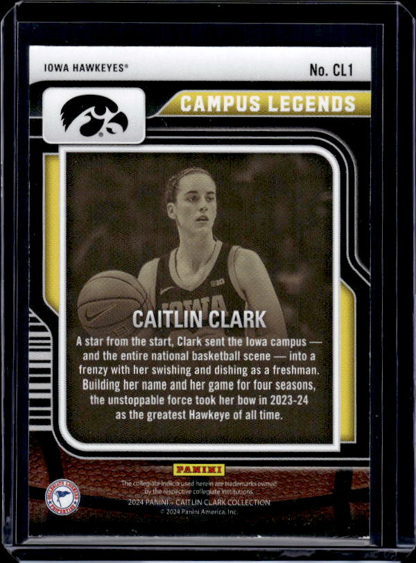 2024 Panini Caitlin Clark Collection #CL1 Caitlin Clark Campus Legends