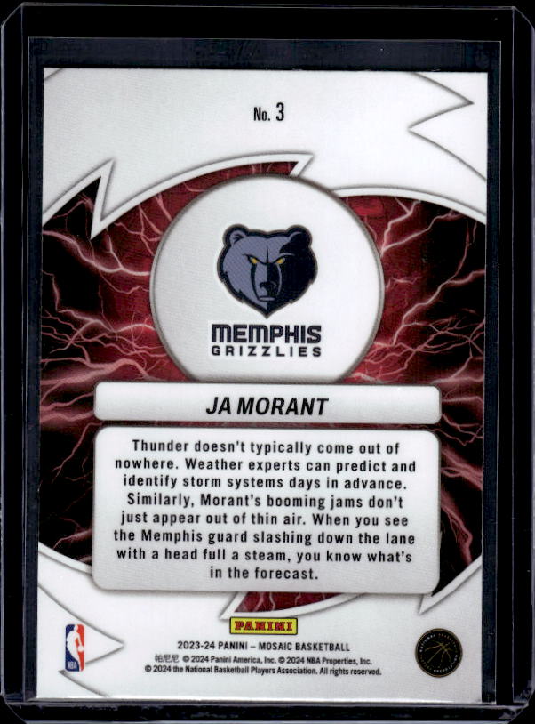 2023-24 Panini Mosaic #3 Ja Morant Thunder Road