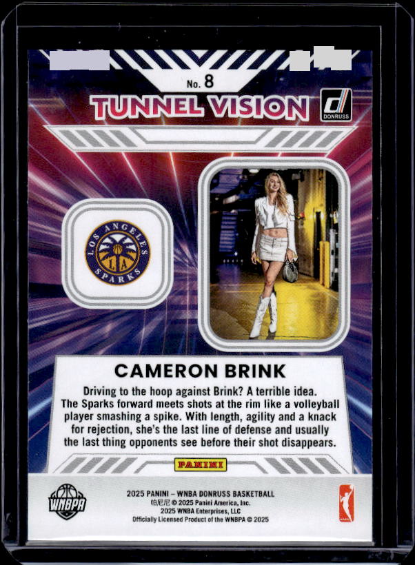 2025 Donruss WNBA #8 Cameron Brink Tunnel Vision