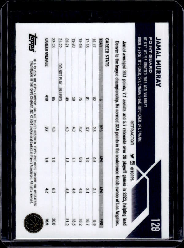 2023-24 Topps Chrome #128 Jamal Murray Refractors