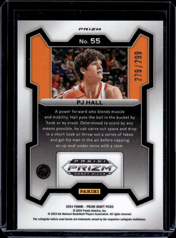 2024 Panini Prizm Draft Picks #55 PJ Hall Prizms Red Pulsar #/299